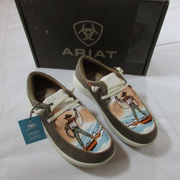Ariat Shoes - Ariat Women's Hilo Western Aloha Slip On Loafer Comfort Shoe Brown Bomber/Surfin